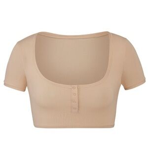 NWT SKIMS FITS EVERYBODY HENLEY CROP TOP SAND 3X